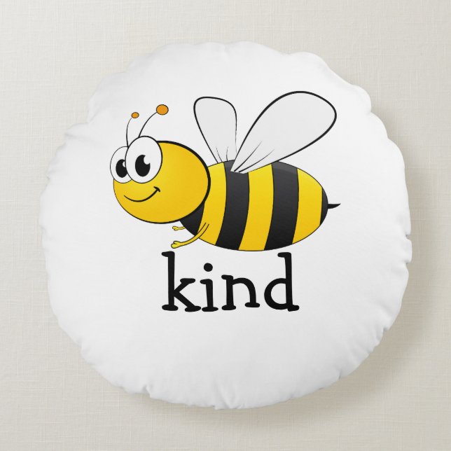 Cute Bee Kind Rund Kudde (Framsidan)