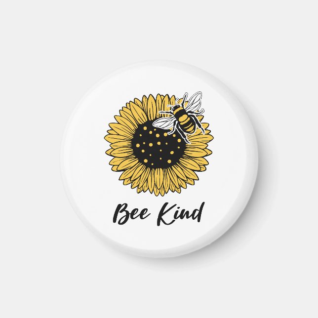 Cute Bee Kind Solros Magnet (Framsidan)