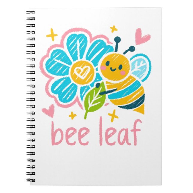 Cute Bee Leaf Believe Pun Save The Bees Gardener  Anteckningsbok (Framsidan)