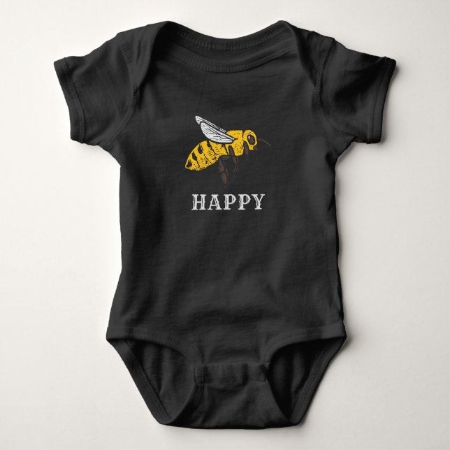 Cute Bee Lycklig Anpassningsbar Novelty T Shirt (Framsida)