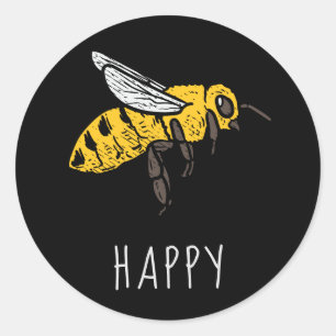 Cute Bee Lycklig Anpassningsbar Runt Klistermärke