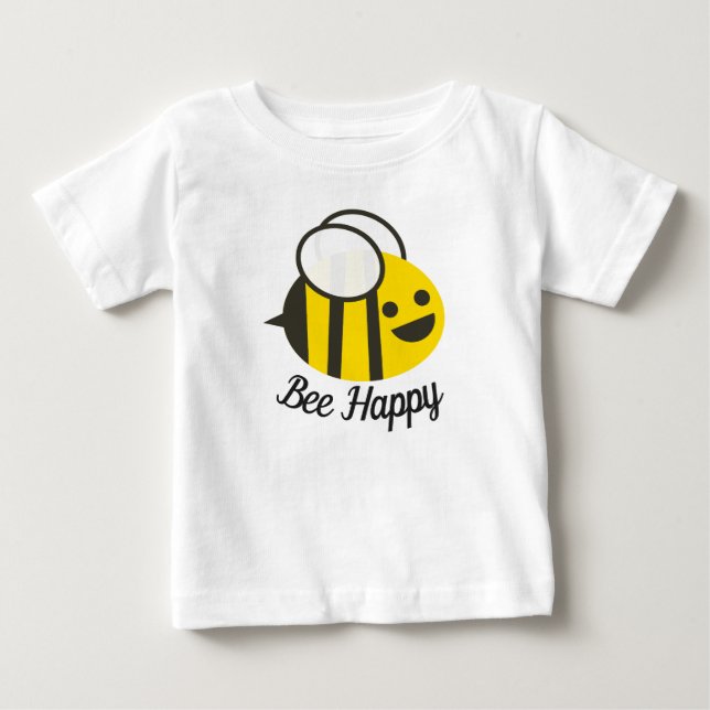Cute Bee Lycklig Humla T Shirt (Framsida)