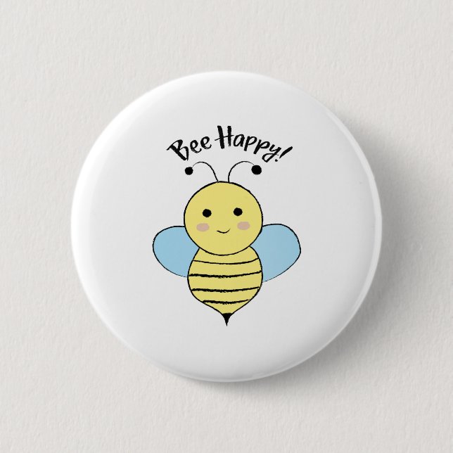 Cute Bee Lycklig Knapp (Framsida)