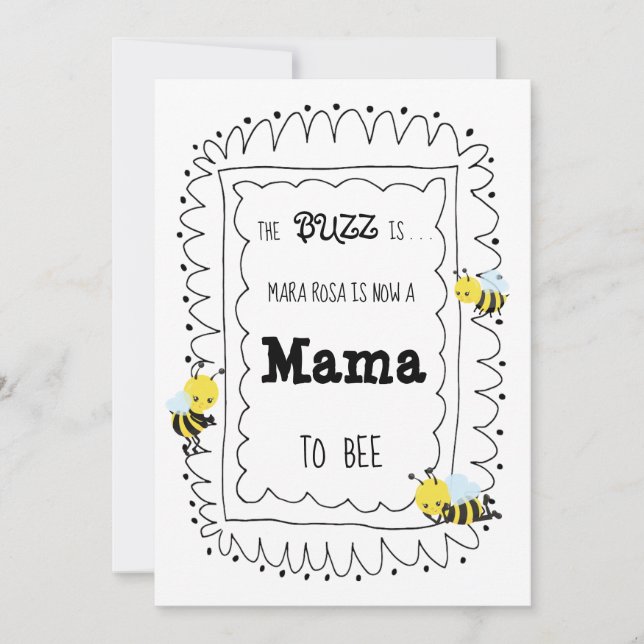 *~* Cute Bee-MAMMA TILL BE Baby Shower-inbjudan Inbjudningar (Framsida)