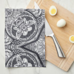Cute Bee Mandala Hand-Drawn Kökshandduk<br><div class="desc">This unique kitchen towel features an intricate,  hand-drawn mandal of bees and floral elements.</div>