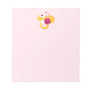 Cute Bee med Rosa Valentine Hearts Anteckningsblock
