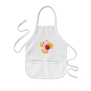 Cute Bee med Rosa Valentine Hearts Barnförkläde