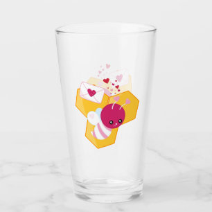 Cute Bee med Rosa Valentine Hearts Glaskopp