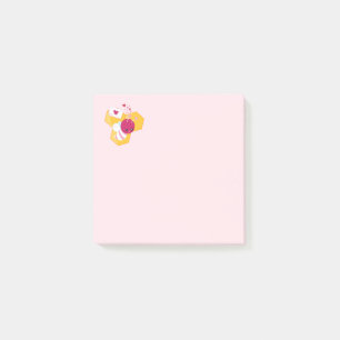 Cute Bee med Rosa Valentine Hearts Post-it Block