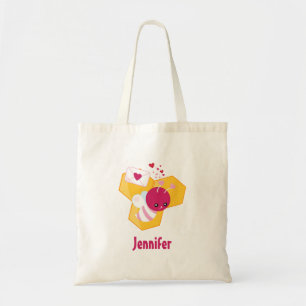 Cute Bee med Rosa Valentine Hearts Tygkasse