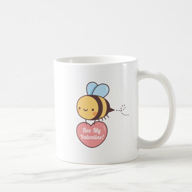 Cute Bee min Valentine är min Valentine Kaffemugg (Höger)