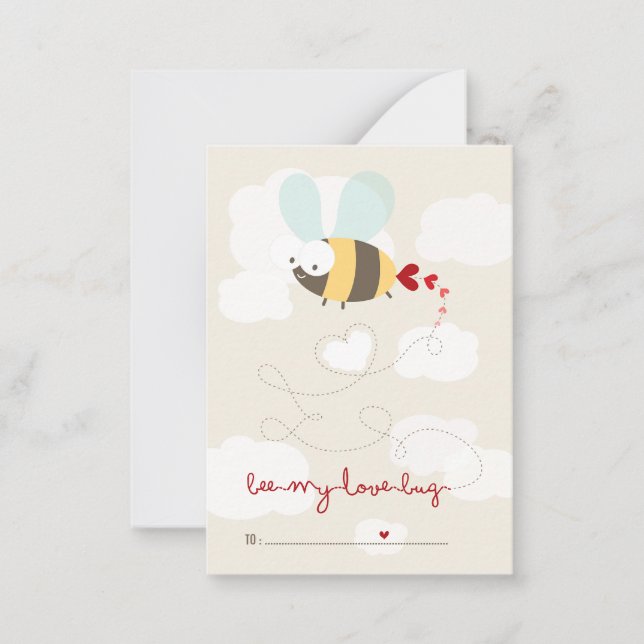 Cute Bee Mine Classroom Kids Valentine-fotokort Anteckningskort (Framsida)
