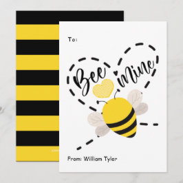 Cute Bee Mine Classroom Valentines day Julkort