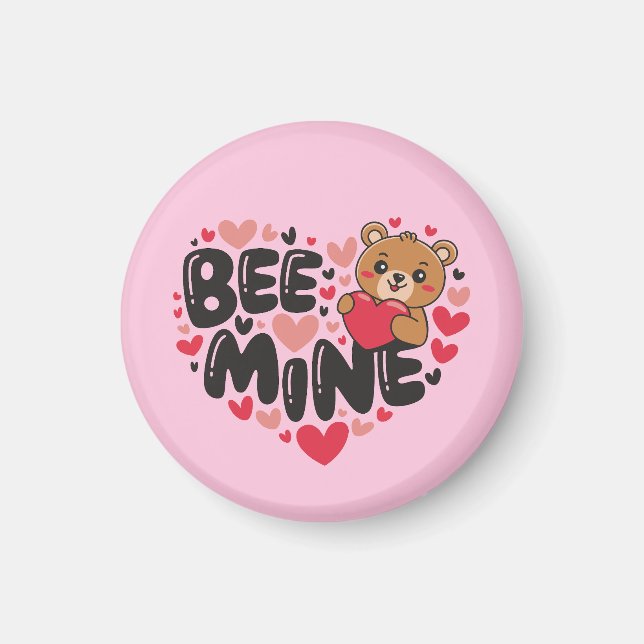 Cute Bee Mine Teddy Bear Valentine's Day Magnet (Framsidan)