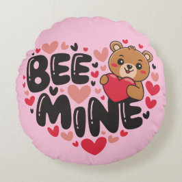 Cute Bee Mine Teddy Bear Valentine's Day Rund Kudde