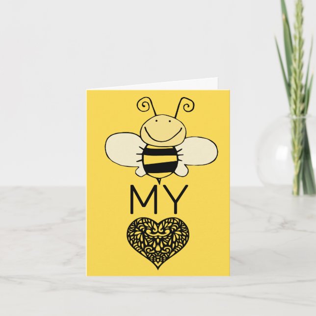 Cute Bee My Valentine Helgkort (Framsida)