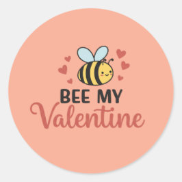 Cute Bee My Valentine Runt Klistermärke