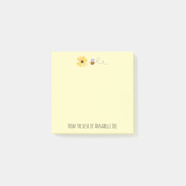 Cute Bee och Daisy Anpassa Post-it Note Block (Framsida)