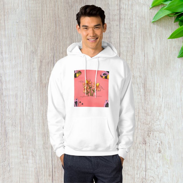 Cute Bee och Flower Rosa Vår Garden Hoodie (Skapare uppladdad)