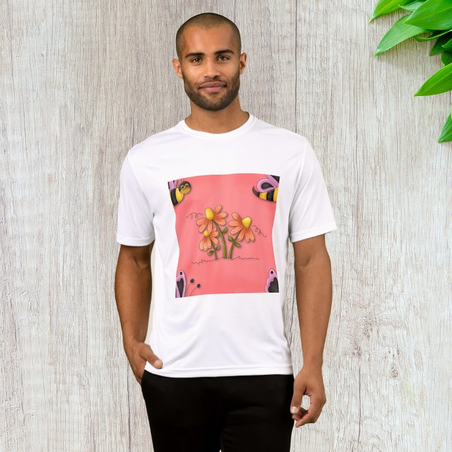 Cute Bee och Flower Rosa Vår Garden T Shirt (Skapare uppladdad)