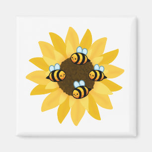 Cute Bee och Flowers Magnet