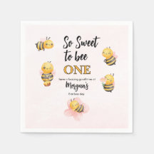 Cute Bee One Rosa Black First Födelsedagsfest