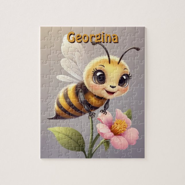 Cute Bee på blomma Personlig Pussel (Vertikal)