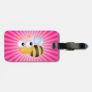 Cute Bee; Rosa Bagagebricka