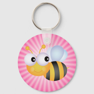 Cute Bee; Rosa Nyckelring