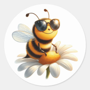 Cute Bee Stickers Runt Klistermärke