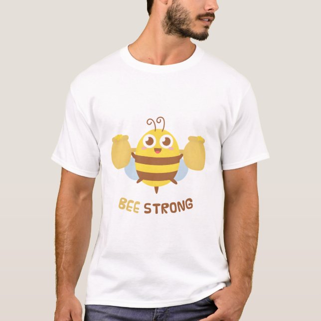 Cute Bee Strong Pun T Shirt (Framsida)