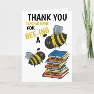 Cute Bee ThBäste Fantastisk Lärare Tack Kort