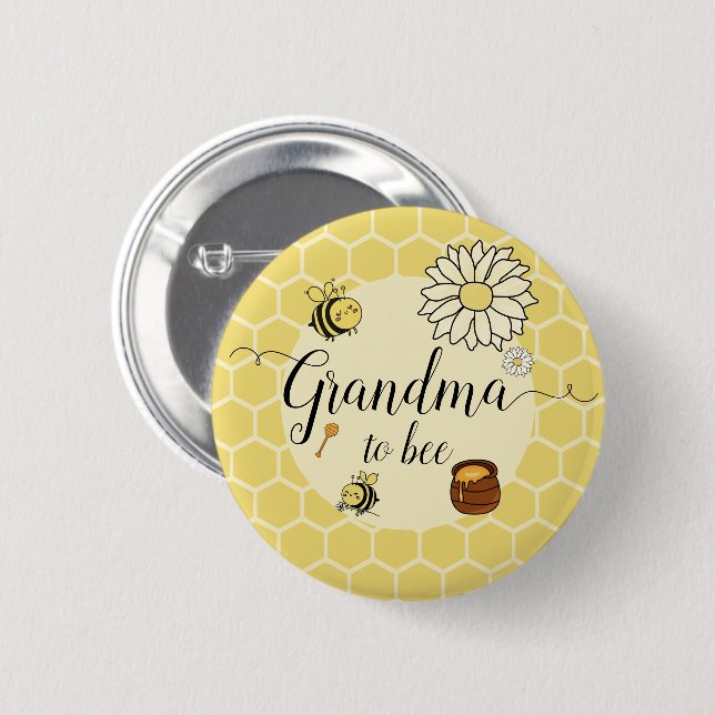 Cute Bee with Sweet honey Grandma-to-bi Knapp (Framsida & baksida)