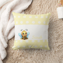 Cute Bee with Yellow Poka Dots-Customizable Kudde