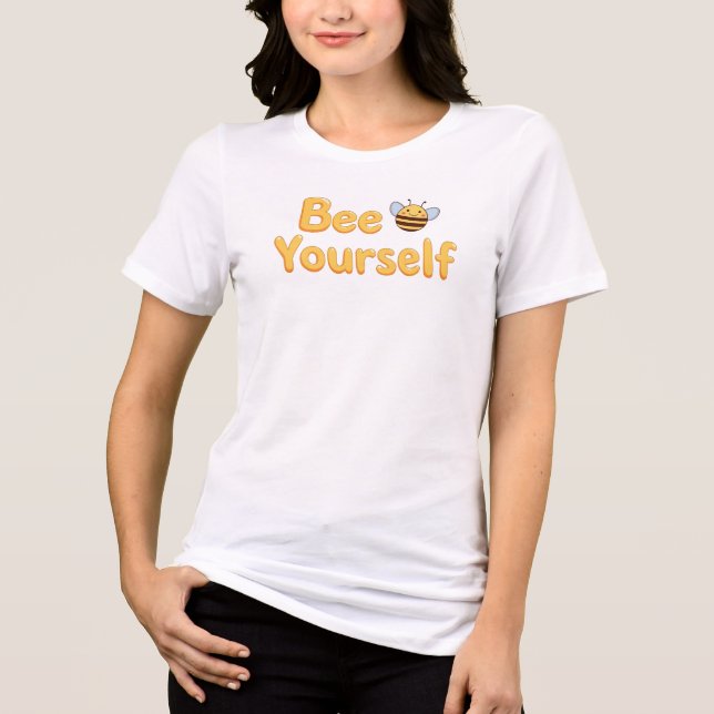 Cute "Bee Yourself" Pun with Bumblebee T Shirt (Framsida)