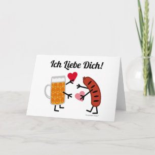 Cute Beer och Bratwurst Ich Liebe Dich! (I Kärlek) Helgkort
