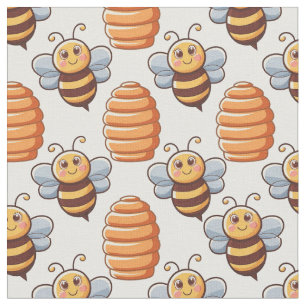 Cute Bees and Beehives - Naturinspirerad Mönster Tyg