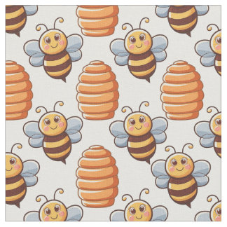 Cute Bees and Beehives - Naturinspirerad Mönster Tyg
