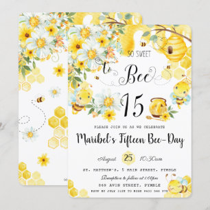 Cute Bees är så söta till Bee 15 Birthday Quincean Inbjudningar