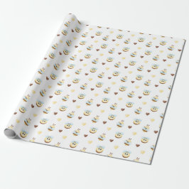 Cute Bees & Hearts Gift Wrapping Paper Presentpapper