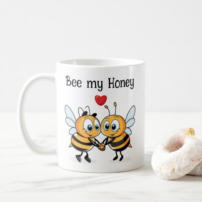 Cute Bees Valentine Kaffemugg (Med munk)