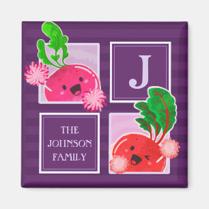 Cute Beet Radish Monogram Magnet