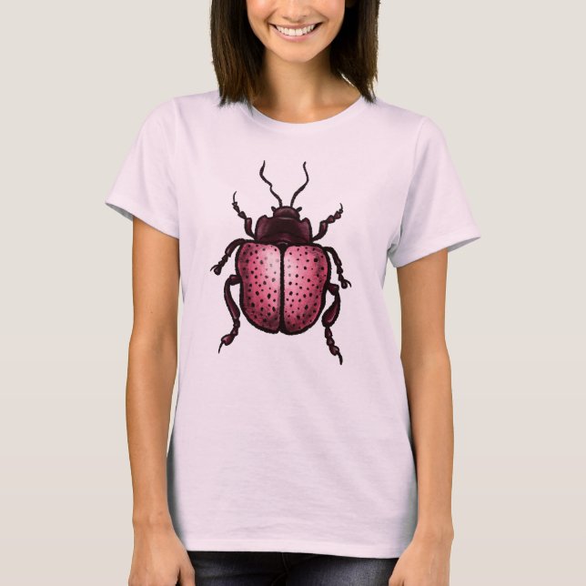 Cute Beetle Insekt Älskare Rosa T Shirt (Framsida)
