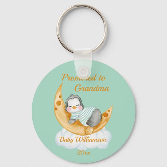 Cute befordrad till Grandma Baby Penguin Nyckelring (Framsida)