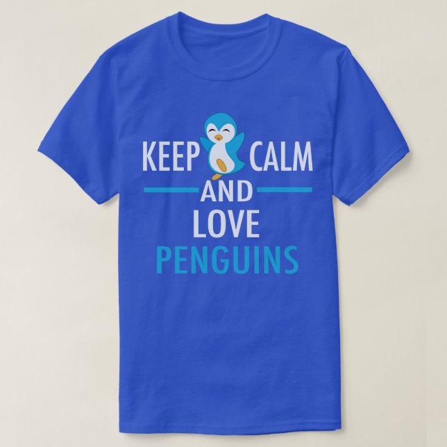 Cute Behålla Lugn Kärlek Penguins T Shirt (Design framsida)