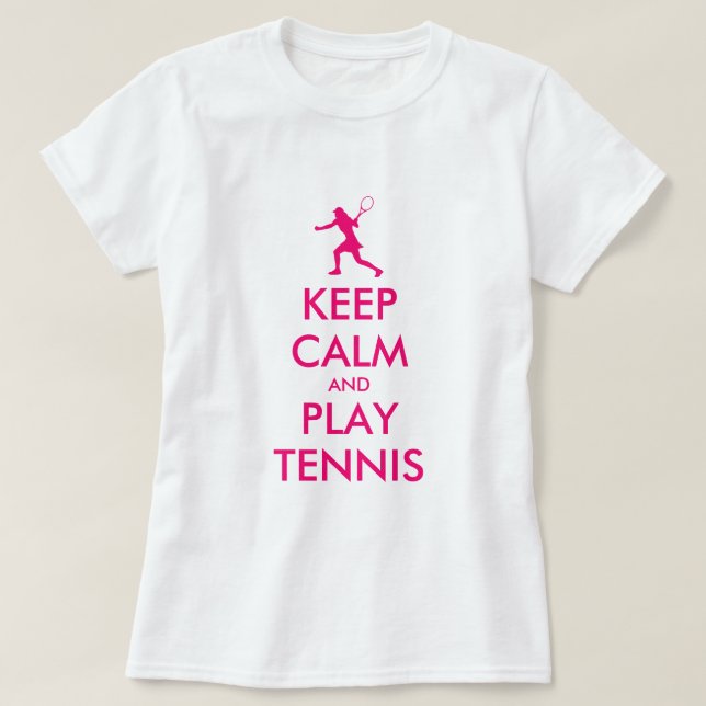 Cute behålla lugn och spela tennis t shirt för kvi (Design framsida)