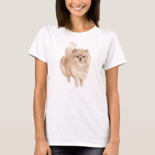 Cute beige färg Pommern T Shirt