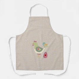 Cute Beige Gingham Chicken Apron