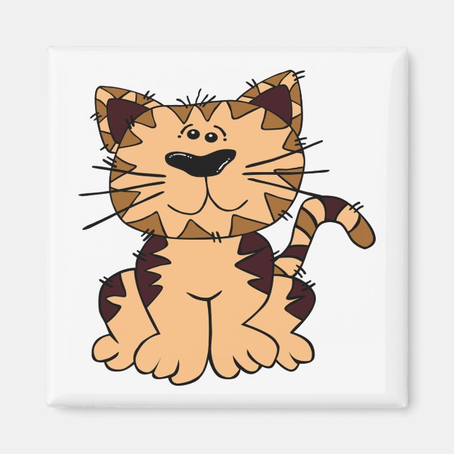 CUTE BEIGE OCH BROWN big head CAT Magnet (Framsidan)