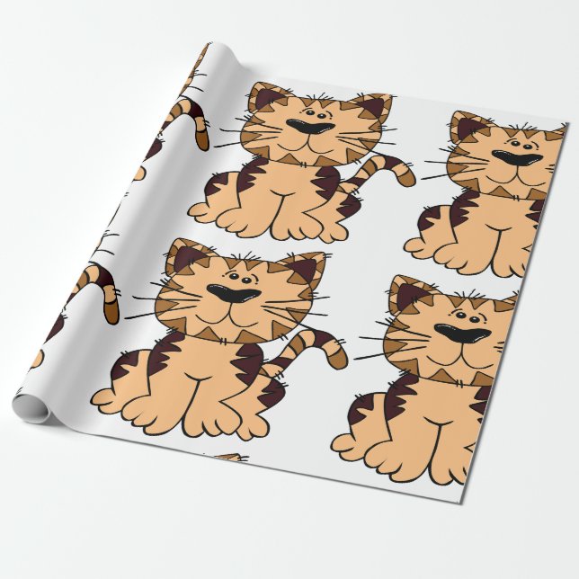 CUTE BEIGE OCH BROWN big head CAT Presentpapper (Utrullad)